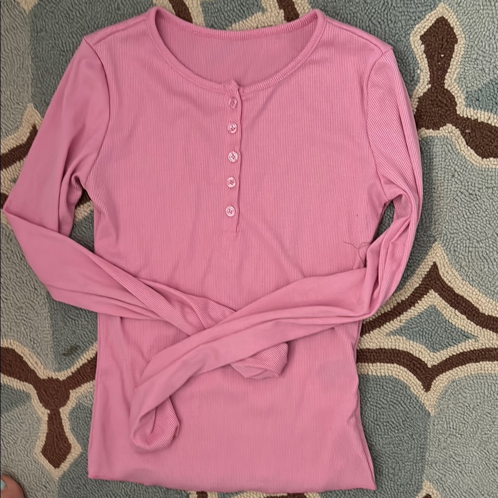Fitted Pink Button Down Shirt with Polo Collar